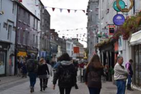 A view of one of the main streets in Galway, Quay Street.