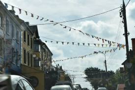 Flags are up to announce a matchmaking festival in Lisdoonvarna.